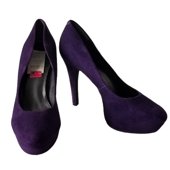 Jessica Simpson Purple Suede Stiletto Platform Heels Size 8.5 - Picture 1 of 12